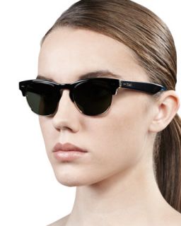 Lobamba Semi Round Sunglasses, Black   TOMS Eyewear   Black/White/Blue