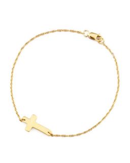Gold Plate Integrated Cross Bracelet   Moon and Lola   Gold