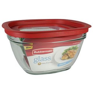 Rubbermaid 11.5 Cup Glass Easy Find Lid Container, Racer Red