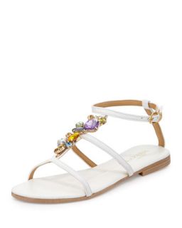 Calley Rhinestone Embellished Sandal, White   Sesto Meucci   White (39.0B/9.0B)