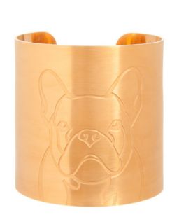 18k Gold Plated French Bulldog Dog Cuff   K Kane   Gold (18k )