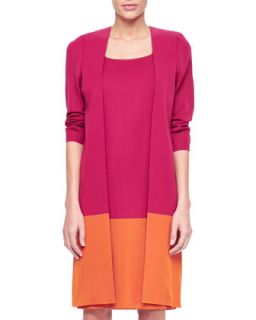 Long Colorblock Jacket, Womens   Misook   Saffron multi (1X (20W))