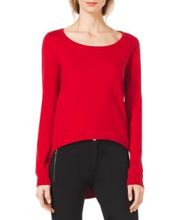 Womens Cotton/Cashmere High Low Sweater   Michael Kors   Scarlet (MEDIUM)