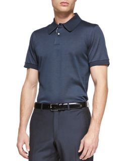 Mens Check Placket Polo Shirt, Slate   Brioni   Slate (XL)