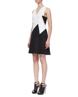 Womens Bicolor Pleated Skirt Dress   Thakoon Addition   White (8)