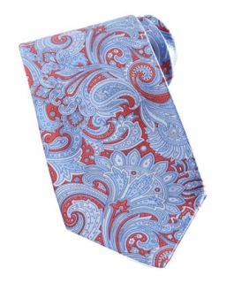 Mens Paisley Silk Tie, Red/Blue   Stefano Ricci   Red blue