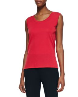 Womens Sleeveless Knit Tank, Red, Petite   Misook   Bougainvilla (PS (6/8))