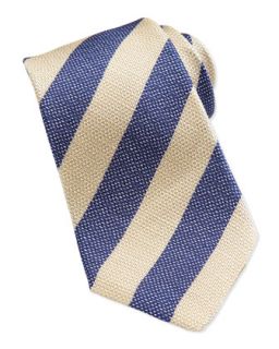 Mens Stripe Grenadine Tie, Navy/Cream   Kiton   Cream