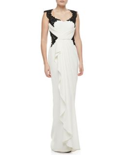 Womens Lace Bodice Draped Gown   Notte by Marchesa   Ivory (0)