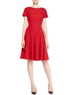 Womens Short Sleeve Flared Dress, Garnet Red   Escada   Garnet red (42)