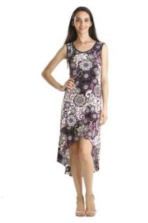 Stanzino Women's Sleeveless Purple Printed Scoop Neck High Low Dress S High Low Hem Dress