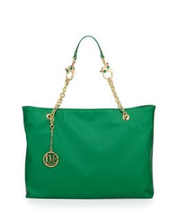 Saffiano Cat Handle Faux Leather Tote, Green   Love Moschino