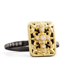 Midnight Small Rectangle Tapestry Ring   Armenta   Tan