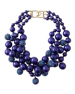 Pave Crystal Beaded Cluster Necklace, Blue   Kenneth Jay Lane   Blue