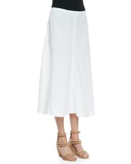 Womens Heavy Linen Bias Skirt   Eileen Fisher   White (XL (18))