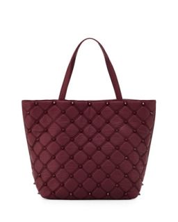 Empress Stud Quilted Faux Leather Tote Bag, Berry   Deux Lux