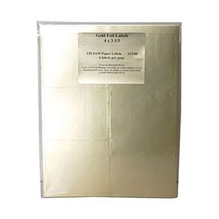 JAM Paper 4 x 3 1/3 Foil Mailing Address Labels, Gold, 6/Page, 120/Pack