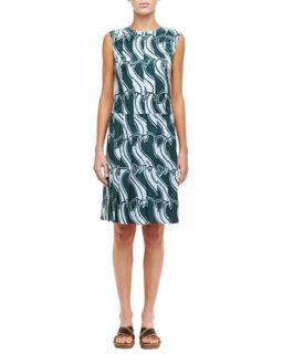 Womens Printed Paneled Pleat Dress   Marc Jacobs   Green (4)