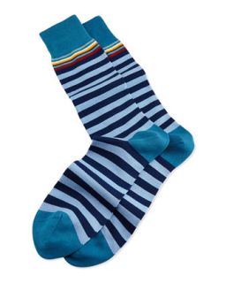 Mens Multi Top Stripe Socks, Light Blue   Paul Smith   Light blue
