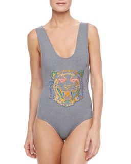 Womens The Delano Tiger One Piece Swimsuit   Beach Riot   Heather (LARGE)