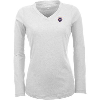 Antigua New York Mets Womens Flip Long Sleeve V neck T Shirt   Size Small,