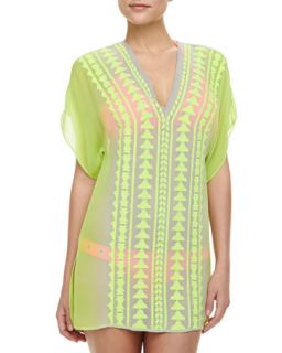 Womens Gaudas Embroidered Long Sleeve Tunic Coverup   Milly   Multi (SMALL)
