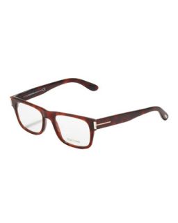 Mens Unisex Soft Squared Fashion Glasses, Shiny Havana   Tom Ford   Red