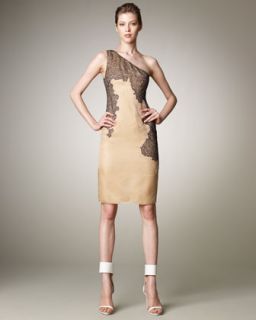 Womens Lace Detail One Shoulder Dress   J. Mendel   Pale nude (6)