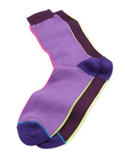 Mens Vertical Neon Stripe Socks, Violet   Paul Smith   Violet