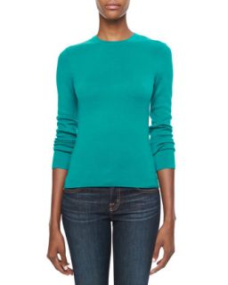 Womens Long Sleeve Cashmere Top, Turquoise   Michael Kors   Turquoise (PETITE)