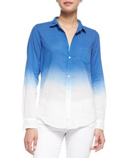 Womens Barry Ombre Voile Shirt   Frank & Eileen   Blue ptrn (LARGE)