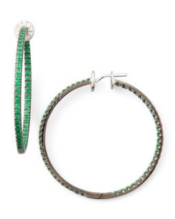 Pave Emerald Hoop Earrings   Nam Cho   Green