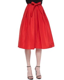 Womens Silk Pleated Self Tie Skirt   Tibi   Lipstick red (0)