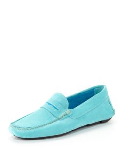 Mens Roadster Suede Driver Loafer, Turquoise   Manolo Blahnik   Turquoise