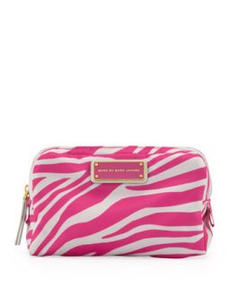 Zebra Tech Fabric Cosmetic Case, Gray/Pink   MARC by Marc Jacobs   Pop pink/Grey