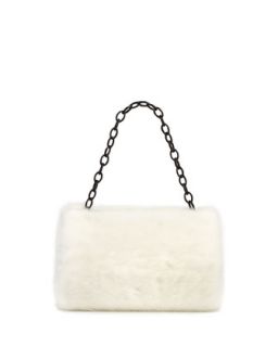 Small Framed Mink Fur Clutch Bag, White   Nancy Gonzalez
