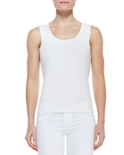 Womens Solid Jersey Shell Top, Petite   Michael Simon   Ivory (PS (4/6))