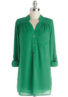 Pam Breeze ly Tunic in Green  Mod Retro Vintage Short Sleeve Shirts