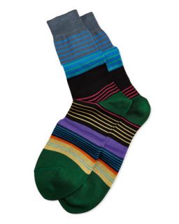 Mens Mini Multi Striped Socks, Black   Paul Smith   Black