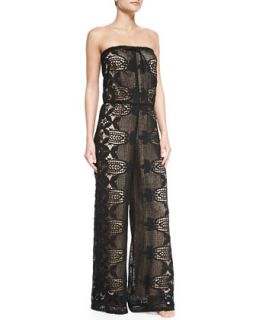 Womens Piper Strapless Lace Jumpsuit Coverup   Miguelina   Black (SMALL)