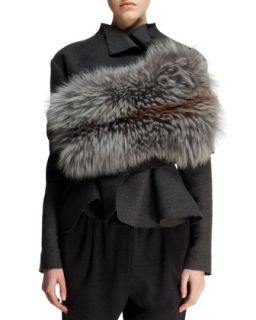 Knit and Fox Fur Infinity Wrap   Lanvin   Sky blue (ONE SIZE)