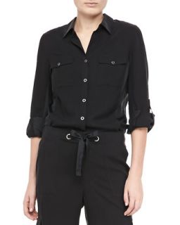 Womens Silk Safari Shirt   Go Silk   Black (MEDIUM (8/10))