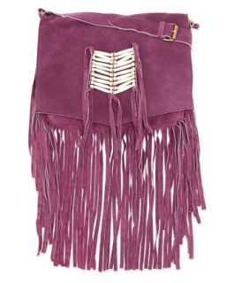Maria Beaded & Fringed Crossbody Bag, Purple   Raj