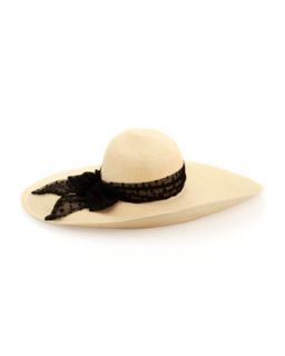 Sunny Wide Brim Straw Hat, Bone/Black   Eugenia Kim   Bone/Black (M)