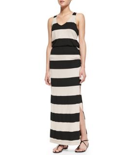 Womens Luna Lake Striped Maxi Dress, Almond/Black   Splendid   Brown (LARGE)