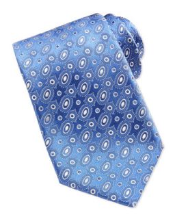 Mens Oval Pattern Tie, Blue White   Charvet   Blue/White