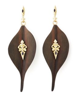 Ebony Wood Diamond Fleur de Lis Earrings   Armenta   Gold