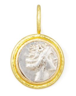 Ancient Greek Silver & 19k Gold Coin Pendant   Elizabeth Locke   Silver (19k )