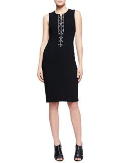 Womens Chain Front Fitted Dress   Michael Kors   Black (4)