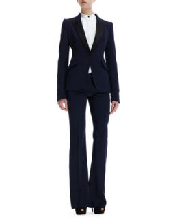 Womens Contrast Lapel Tuxedo Jacket   Alexander McQueen   Black (42/8)
